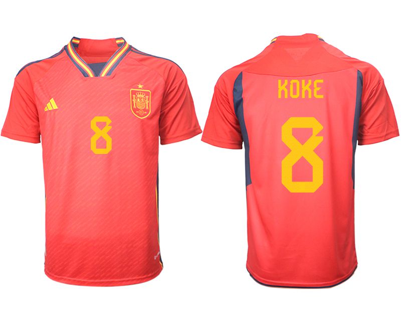 Men 2022 World Cup National Team Spain home aaa version red 8 Soccer Jerseys